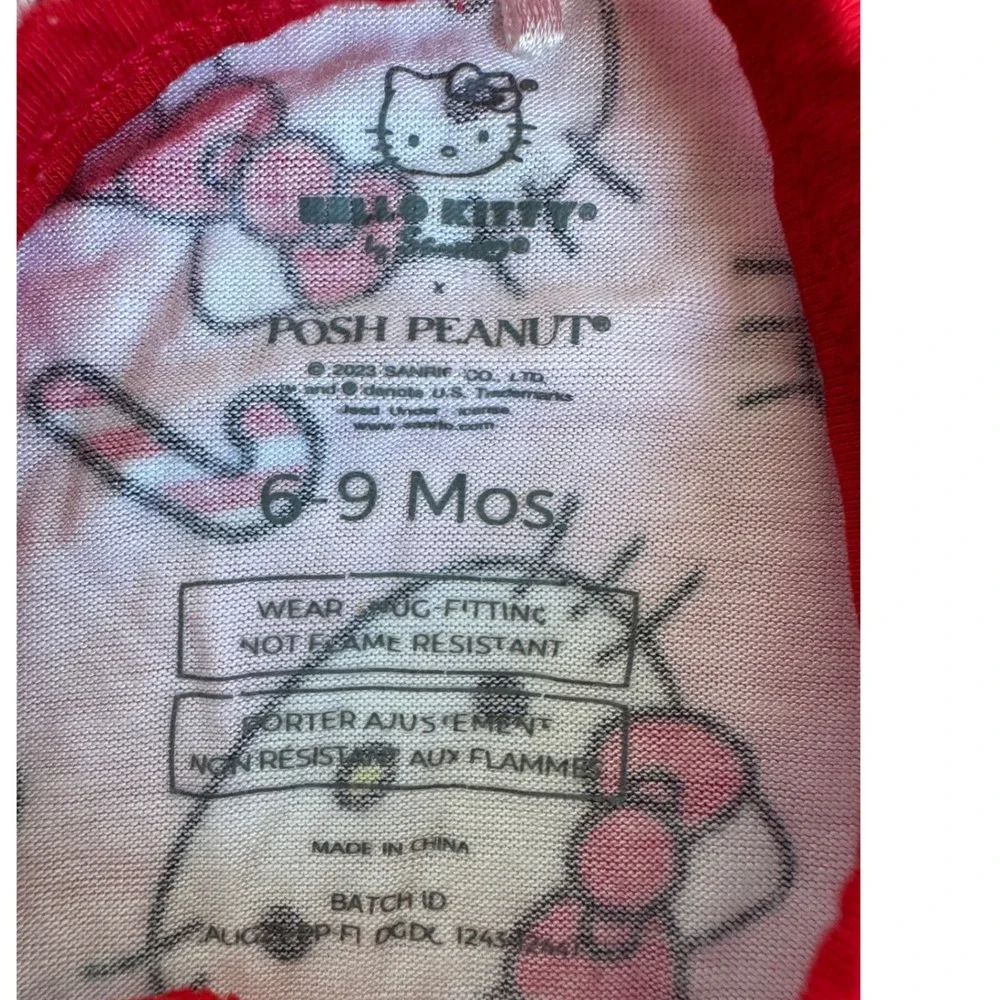 Posh Peanut Hello Kitty Christmas Bamboo Sleeper Pink Red Holiday 6-9M Romper